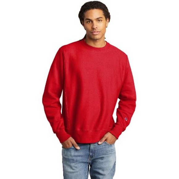 Champion Red Crewneck Reverse Weave Sweatshirt Pullover Size Small - Picture 1 of 8